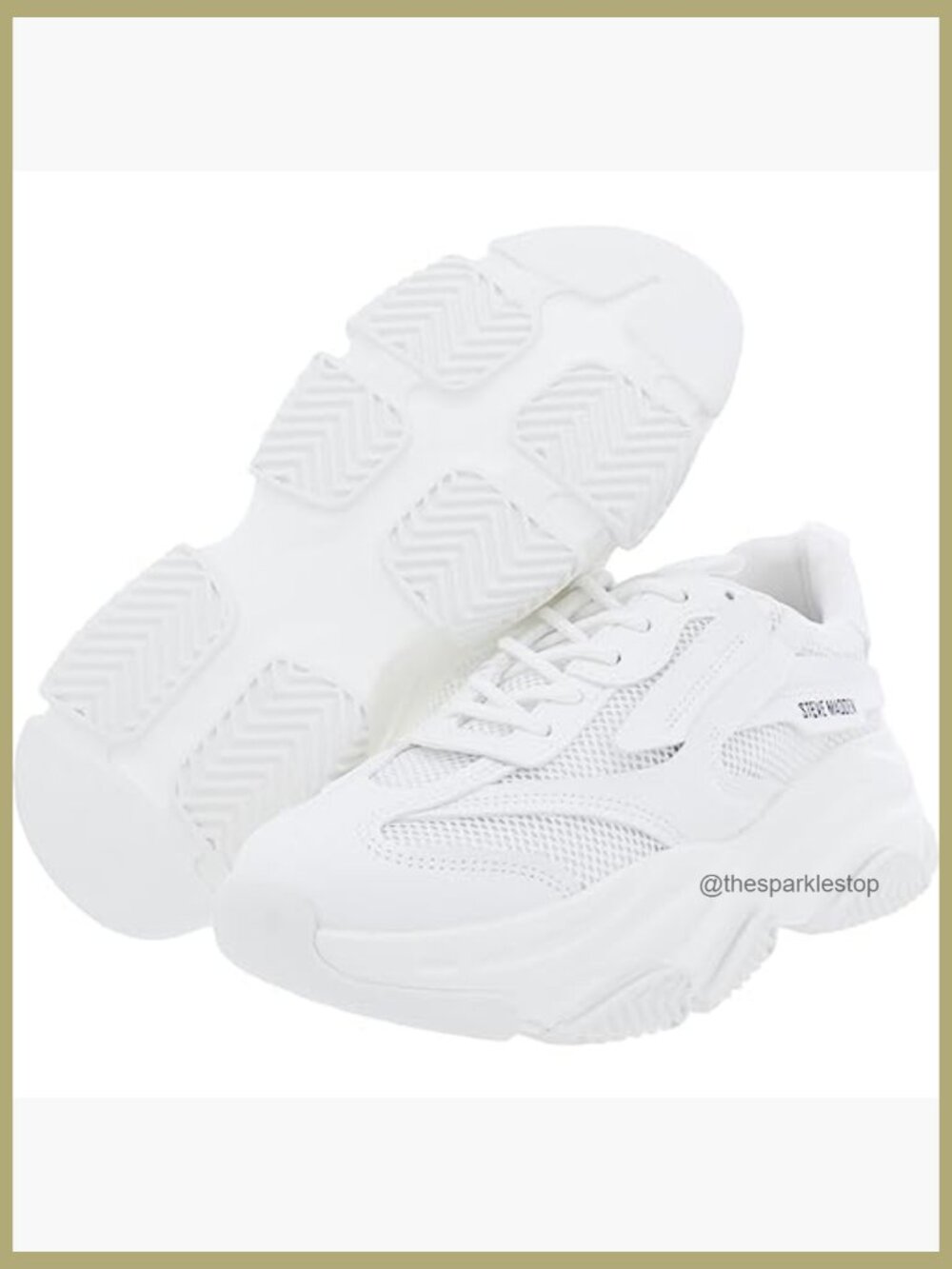 Chunky White Fashion Sneakers with 2.5" Platform Heel Lace-Up - Picture 3 of 4